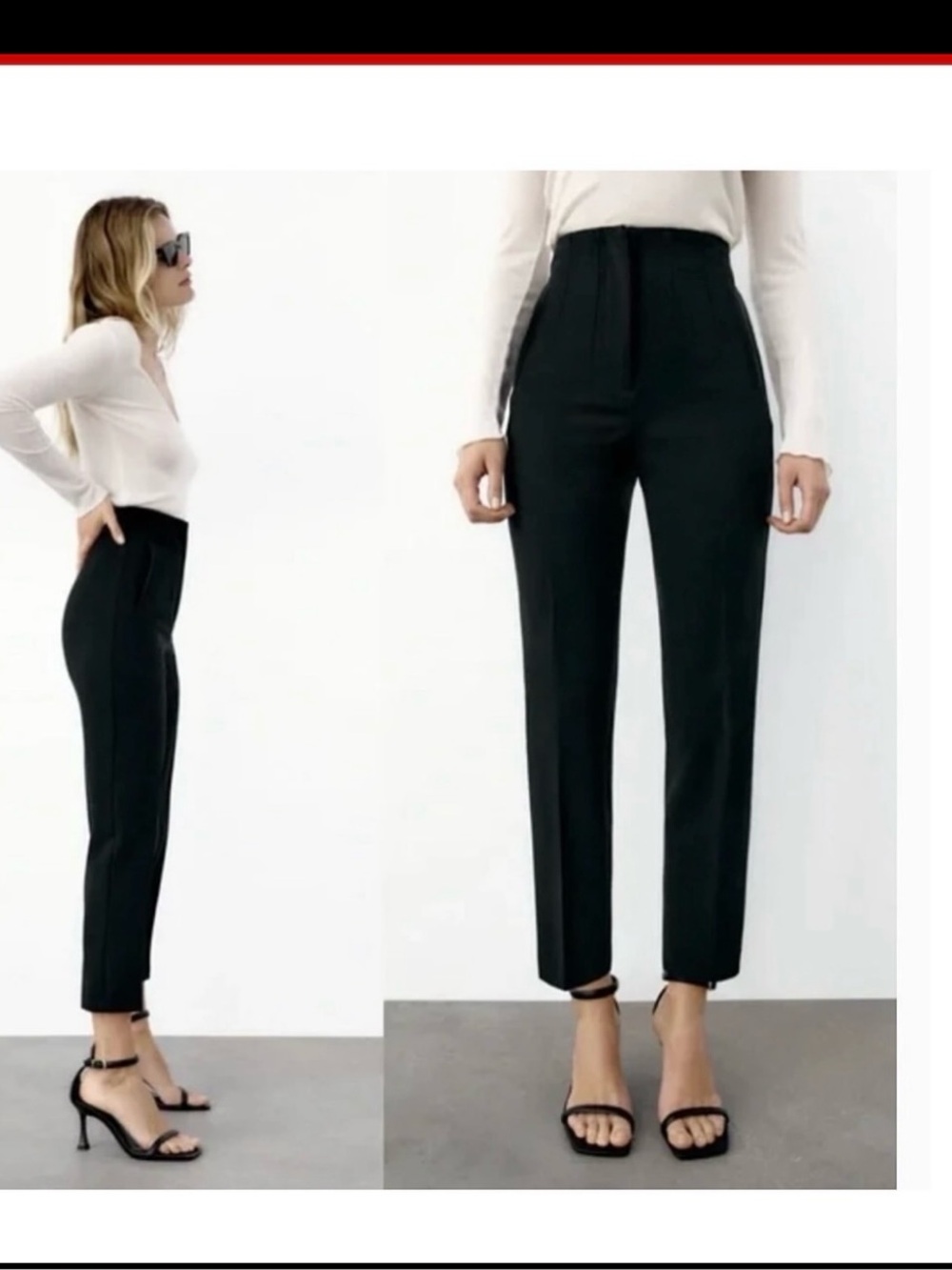 Zara Black Straight-Leg Tailored Trousers
